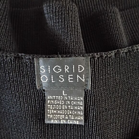 Sigrid Olsen black slinky‎ women's beaded front black top L - Picture 9 of 9
